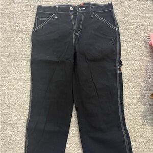 Dickies Black Cargo Pants with White Stitching